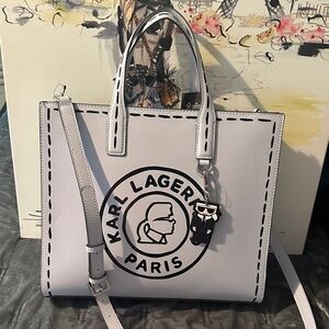 Karl Lagerfeld Paris lavender handle and crossbody tote bag